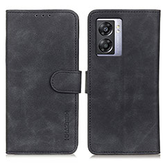 Leather Case Stands Flip Cover Holder K09Z for Oppo A57 5G Black