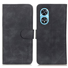 Leather Case Stands Flip Cover Holder K09Z for Oppo A58x 5G Black
