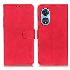 Leather Case Stands Flip Cover Holder K09Z for Oppo A58x 5G Red