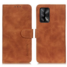 Leather Case Stands Flip Cover Holder K09Z for Oppo A74 4G Brown