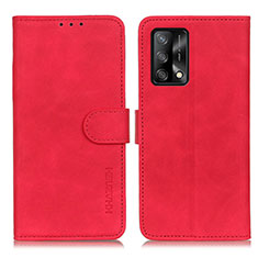 Leather Case Stands Flip Cover Holder K09Z for Oppo A74 4G Red