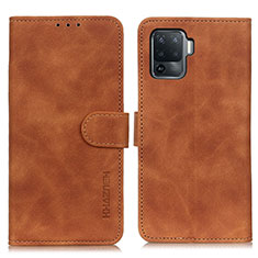 Leather Case Stands Flip Cover Holder K09Z for Oppo A94 4G Brown