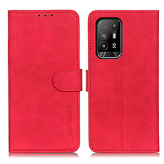 Leather Case Stands Flip Cover Holder K09Z for Oppo F19 Pro+ Plus 5G Red