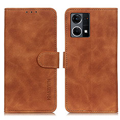 Leather Case Stands Flip Cover Holder K09Z for Oppo F21s Pro 4G Brown