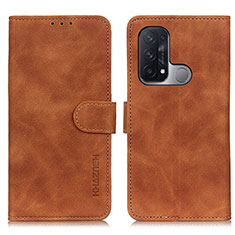 Leather Case Stands Flip Cover Holder K09Z for Oppo Reno5 A Brown