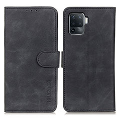 Leather Case Stands Flip Cover Holder K09Z for Oppo Reno5 Lite Black