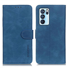 Leather Case Stands Flip Cover Holder K09Z for Oppo Reno6 Pro 5G India Blue