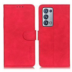 Leather Case Stands Flip Cover Holder K09Z for Oppo Reno6 Pro 5G Red