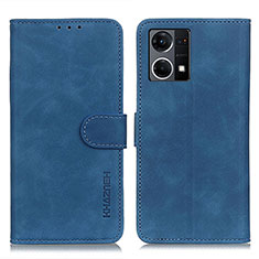 Leather Case Stands Flip Cover Holder K09Z for Oppo Reno7 4G Blue