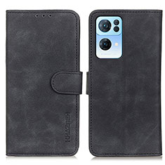 Leather Case Stands Flip Cover Holder K09Z for Oppo Reno7 Pro 5G Black