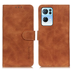 Leather Case Stands Flip Cover Holder K09Z for Oppo Reno7 Pro 5G Brown