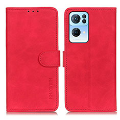 Leather Case Stands Flip Cover Holder K09Z for Oppo Reno7 Pro 5G Red
