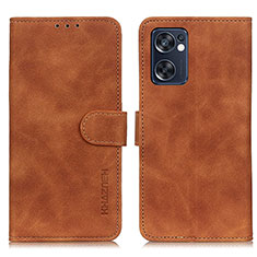 Leather Case Stands Flip Cover Holder K09Z for Oppo Reno7 SE 5G Brown