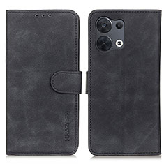 Leather Case Stands Flip Cover Holder K09Z for Oppo Reno9 5G Black