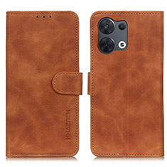 Leather Case Stands Flip Cover Holder K09Z for Oppo Reno9 Pro 5G Brown