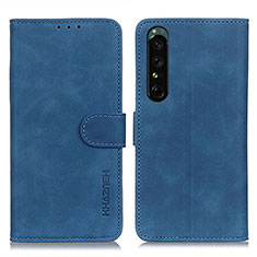 Leather Case Stands Flip Cover Holder K09Z for Sony Xperia 1 IV SO-51C Blue