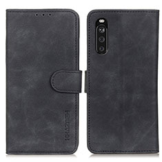 Leather Case Stands Flip Cover Holder K09Z for Sony Xperia 10 III Black
