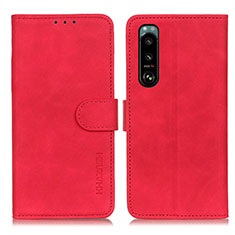 Leather Case Stands Flip Cover Holder K09Z for Sony Xperia 5 III Red