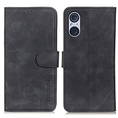 Leather Case Stands Flip Cover Holder K09Z for Sony Xperia 5 V Black