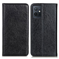 Leather Case Stands Flip Cover Holder K09Z for Vivo iQOO Z6 5G Black
