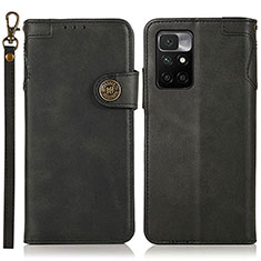 Leather Case Stands Flip Cover Holder K09Z for Xiaomi Redmi 10 (2022) Black