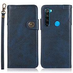 Leather Case Stands Flip Cover Holder K09Z for Xiaomi Redmi Note 8 (2021) Blue