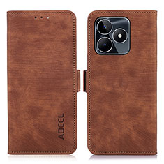 Leather Case Stands Flip Cover Holder K10Z for Realme C51 Brown