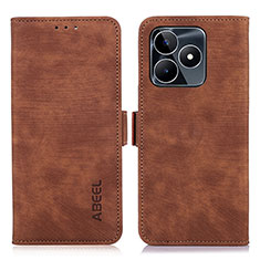Leather Case Stands Flip Cover Holder K10Z for Realme C53 India Brown