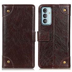 Leather Case Stands Flip Cover Holder KZ06 for Samsung Galaxy F23 5G Brown