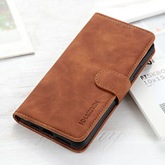 Leather Case Stands Flip Cover Holder KZ3 for Motorola Moto G54 5G Brown