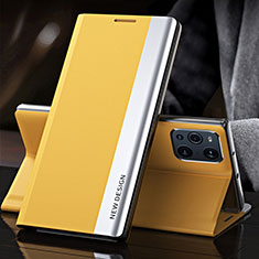 Leather Case Stands Flip Cover Holder L01 for Oppo Find X3 5G Yellow