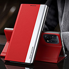 Leather Case Stands Flip Cover Holder L01 for Oppo Find X5 Pro 5G Red