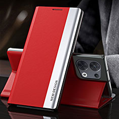 Leather Case Stands Flip Cover Holder L01 for Oppo Reno9 5G Red