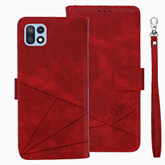 Leather Case Stands Flip Cover Holder L01 for Samsung Galaxy F42 5G Red