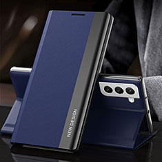 Leather Case Stands Flip Cover Holder L01 for Samsung Galaxy S21 FE 5G Blue