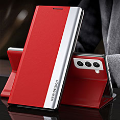 Leather Case Stands Flip Cover Holder L01 for Samsung Galaxy S21 FE 5G Red