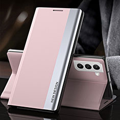 Leather Case Stands Flip Cover Holder L01 for Samsung Galaxy S22 Plus 5G Pink
