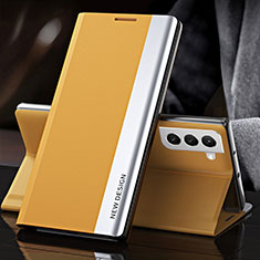 Leather Case Stands Flip Cover Holder L01 for Samsung Galaxy S24 5G Yellow