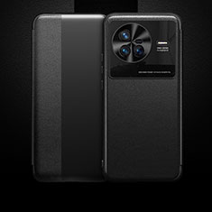Leather Case Stands Flip Cover Holder L01 for Vivo X80 5G Black