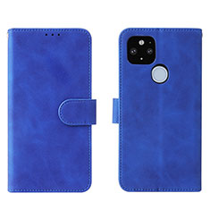 Leather Case Stands Flip Cover Holder L01Z for Google Pixel 5a 5G Blue