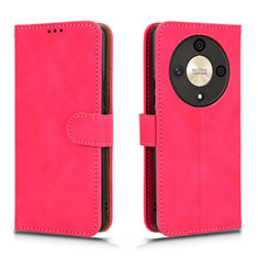 Leather Case Stands Flip Cover Holder L01Z for Huawei Honor X9b 5G Hot Pink