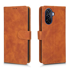 Leather Case Stands Flip Cover Holder L01Z for Huawei Nova Y70 Brown
