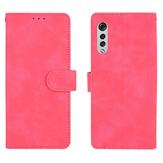 Leather Case Stands Flip Cover Holder L01Z for LG Velvet 5G Hot Pink