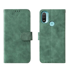Leather Case Stands Flip Cover Holder L01Z for Motorola Moto E30 Green