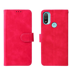 Leather Case Stands Flip Cover Holder L01Z for Motorola Moto E30 Hot Pink