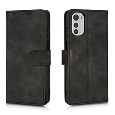 Leather Case Stands Flip Cover Holder L01Z for Motorola Moto E32 Black