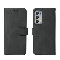 Leather Case Stands Flip Cover Holder L01Z for Motorola Moto Edge 20 5G Black