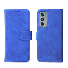 Leather Case Stands Flip Cover Holder L01Z for Motorola Moto Edge 20 5G Blue