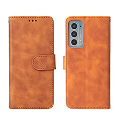 Leather Case Stands Flip Cover Holder L01Z for Motorola Moto Edge 20 5G Brown