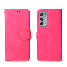 Leather Case Stands Flip Cover Holder L01Z for Motorola Moto Edge 20 5G Hot Pink